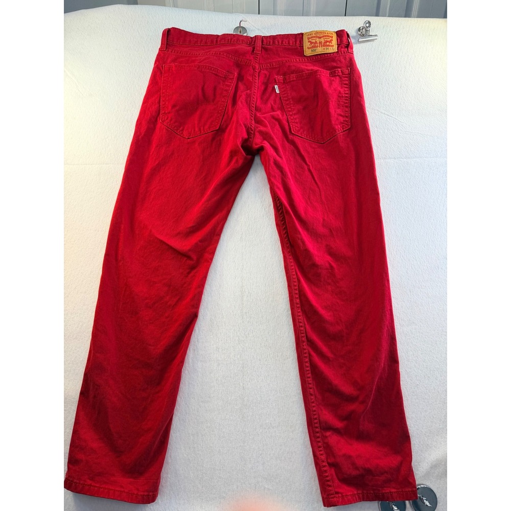 Levis 502 Regular Taper Pants Mens 36x32 Red Cotton Blend Casual Streetwear